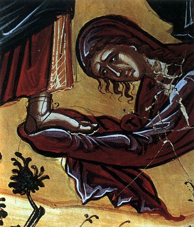 Праведная Мария Вифанская, сестра Лазаря Четверодневного, омывает ноги Спасителя